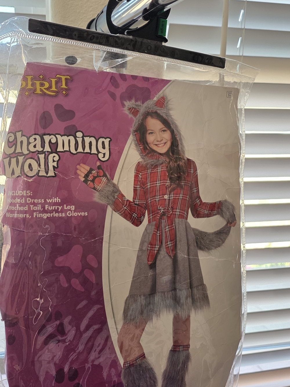 Spirit Charming Wolf Kids Costume - Red Plaid & Gray Fur